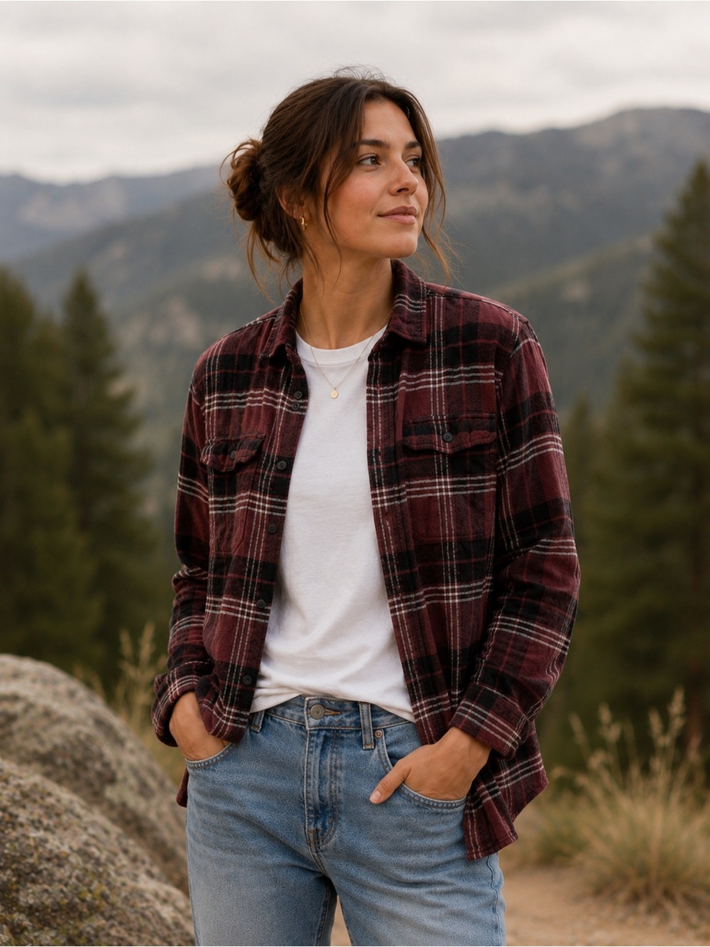 Long Sleeve Women’s Plaid Shirt Size S